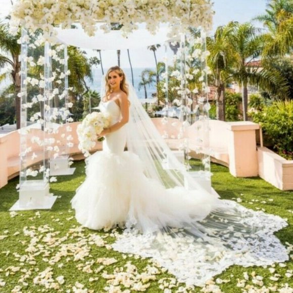Used Very Gently Once - Custom made Cathedral Tulle 2-layer Wedding Veil - Picture 1 of 6